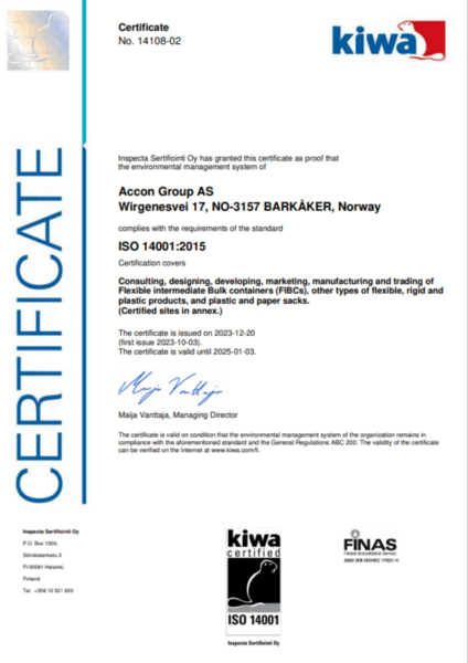 Accon ISO certificate