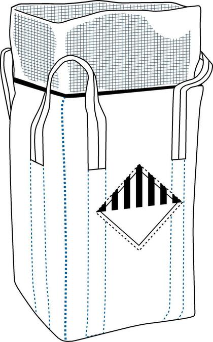 FIBC 4 loops UN13H2/Z-Y with skirt & flat bottom, coated fabric (UN)