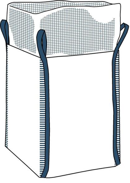 Storsäck med krage och plan botten och lyftöglor i sidsöm (Bilden ägs av Accon AB)
